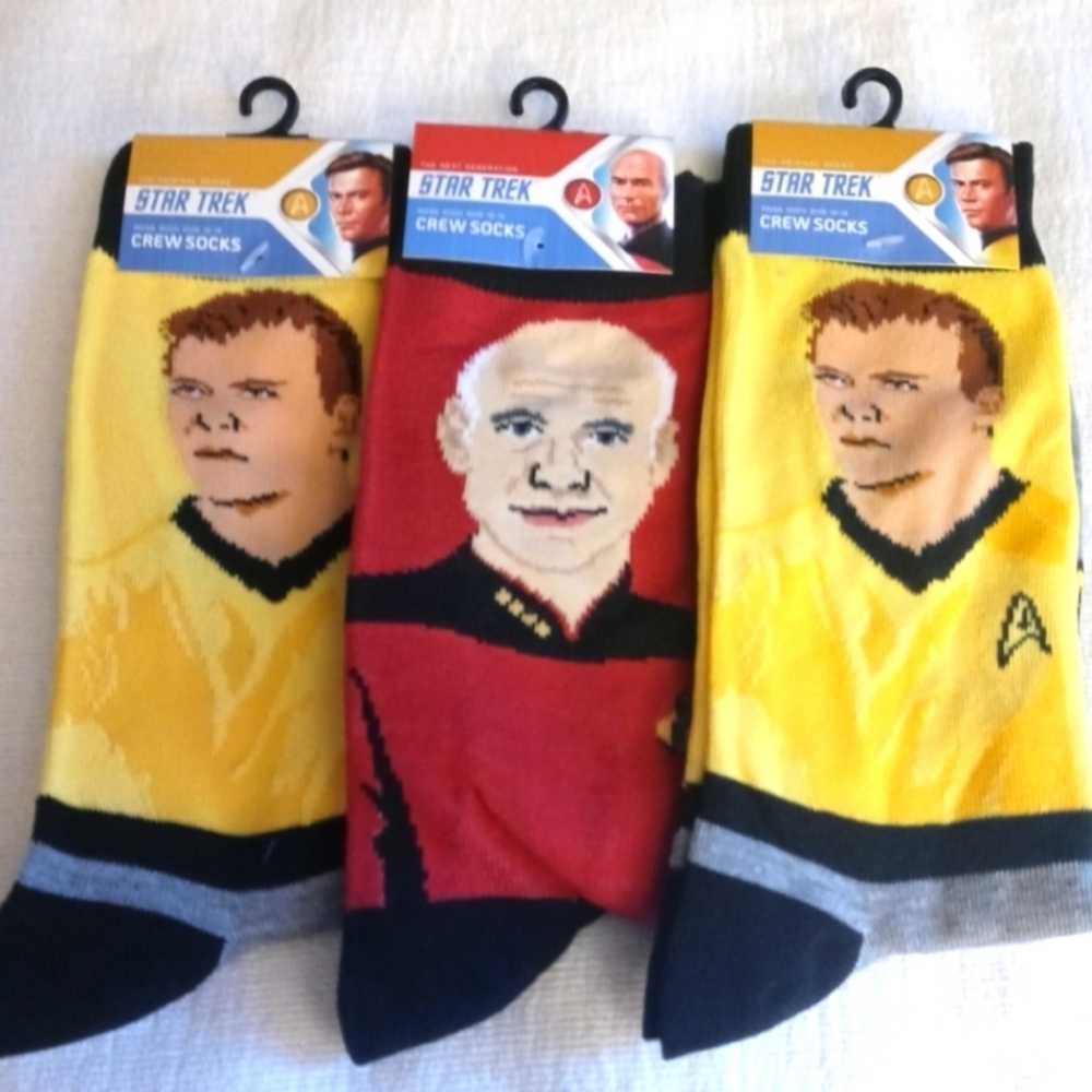 Three Star Trek crew socks size 10- 13 men's